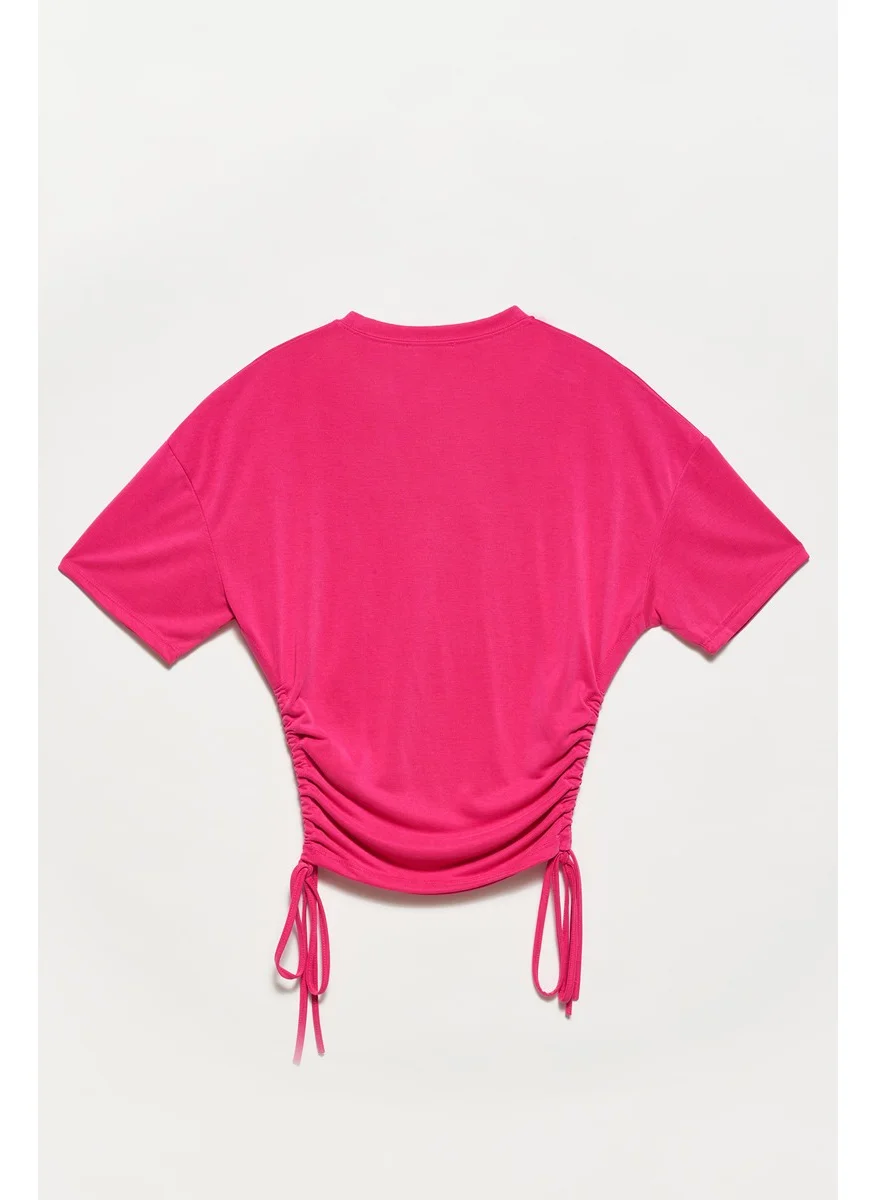 Dilvin Side Lace Tshirt-Pink