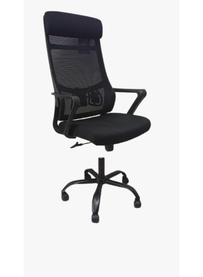 Office chair with adjustable headrest, mesh back, swivel casters, black, 60 x 40 x 50 cm, 22 kg - Image 2