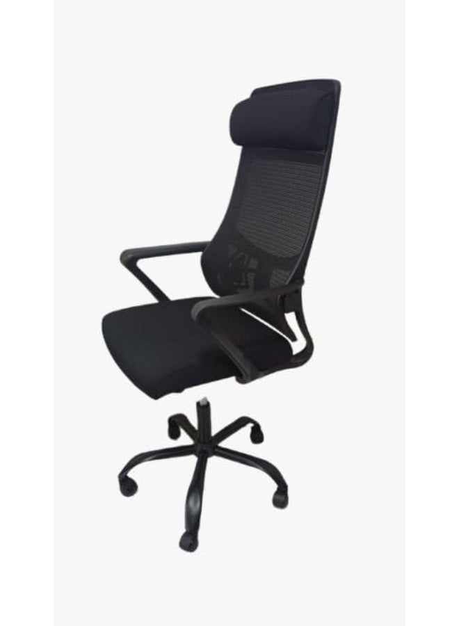 Office chair with adjustable headrest, mesh back, swivel casters, black, 60 x 40 x 50 cm, 22 kg - Image 5