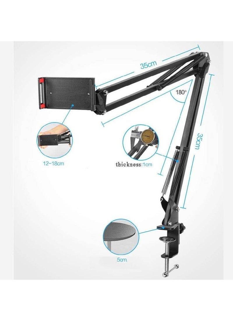 GENNEXT - Overhead Phone Stand Holder, Phone Clip Holder Clamp for Desk, Mount Flexible 360° Rotation,Long Arm Bracket for All 4.7-7.0 In Smartphones, Tablets, Live Streaming,Videos - Image 1