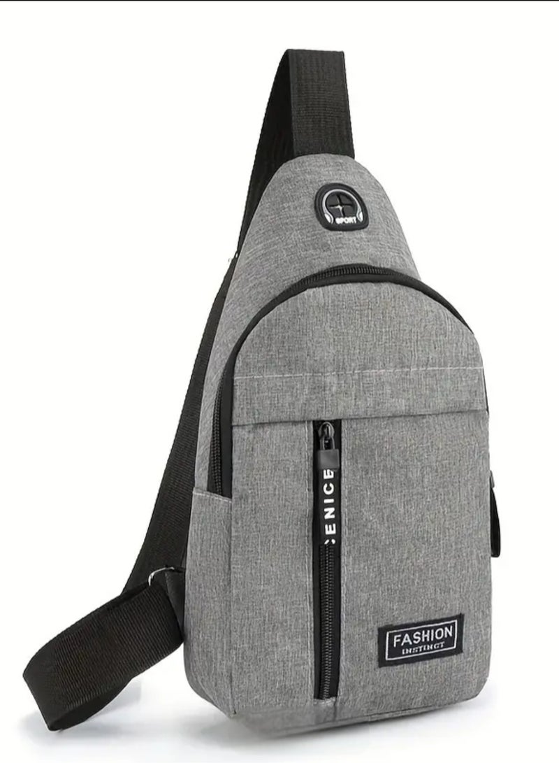 FASHION Small Sling Bag Crossbody Chest Shoulder Water Resistant Purse One Strap Travel Bag for Men Women With Earphone Hole  - Image 1