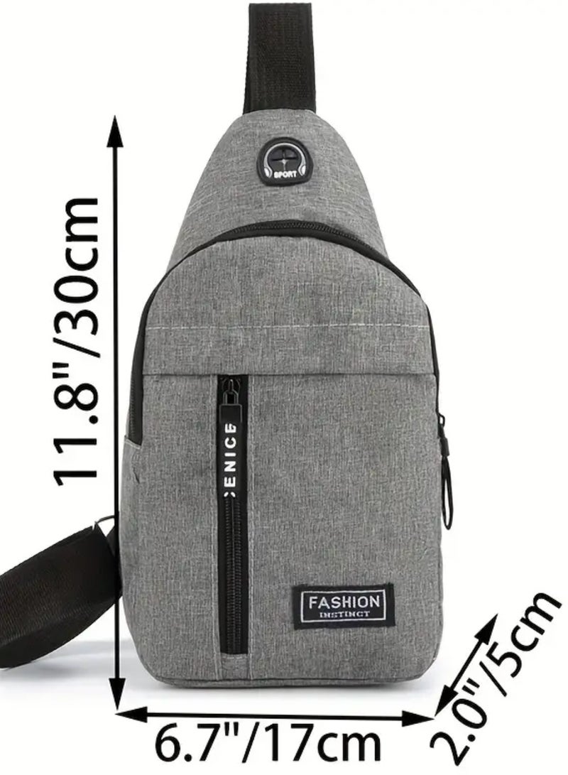 FASHION Small Sling Bag Crossbody Chest Shoulder Water Resistant Purse One Strap Travel Bag for Men Women With Earphone Hole  - Image 2