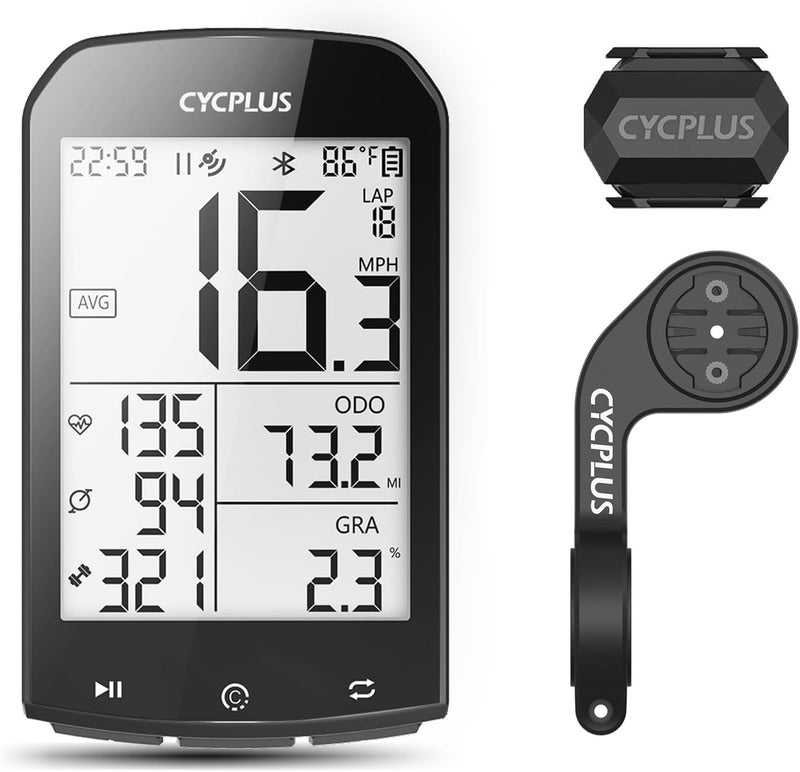 CYCPLUS Bike Computer Set Include Speed Sensor and Mount, Wireless Bicycle Speedometer Odometer, Waterproof ANT+ Bluetooth MTB Tracker - Image 1