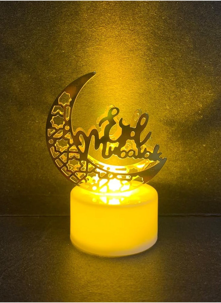 AUTOYSUR 1pc Ramadan Light Ornaments,Moon Star Night Lights LED Candle Lantern Lights Tabletop Lamps Eid Decorations for Home Eid Party Wedding Party Gifts  - Image 1