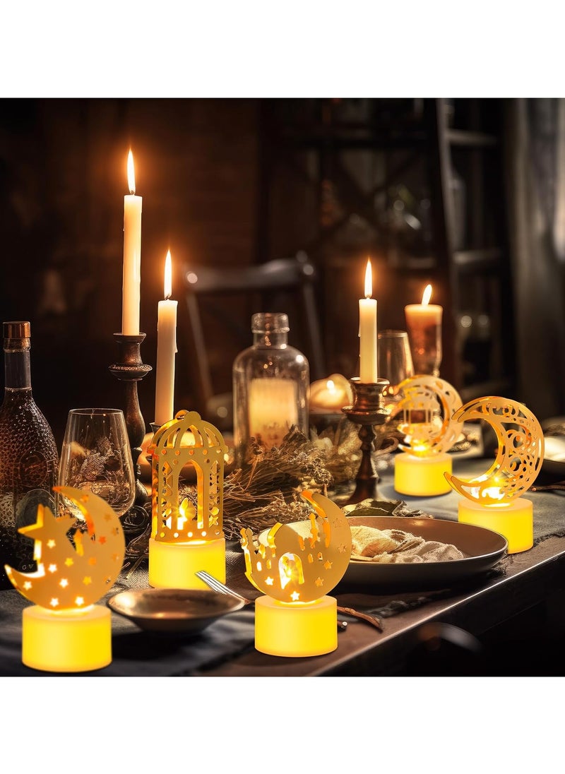 AUTOYSUR 1pc Ramadan Light Ornaments,Moon Star Night Lights LED Candle Lantern Lights Tabletop Lamps Eid Decorations for Home Eid Party Wedding Party Gifts  - Image 4
