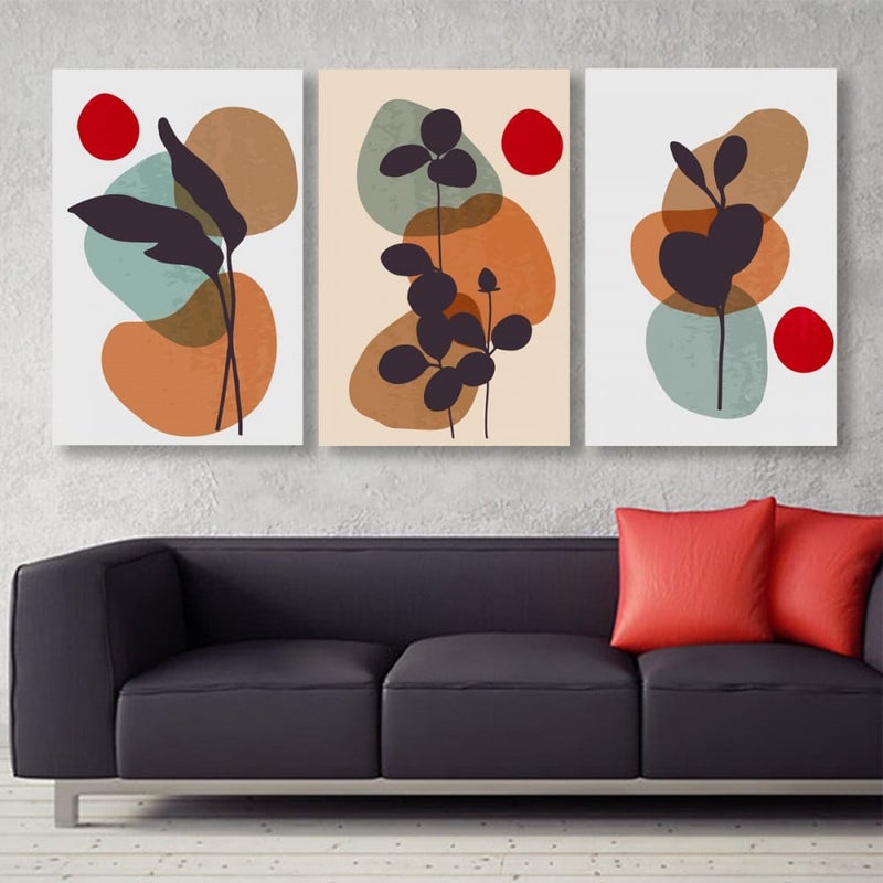 Marktna Three modern-designed canvas panels with a hollow frame, measuring (120×60), three pieces - Image 1