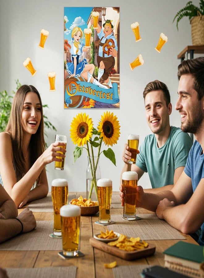 PullCrease Pin The Beer on The Oktoberfest Party Game Poster with 32 Stickers Oktoberfest Decorations Blindfold Game Set Grad Party Supplies Decorations - Image 5