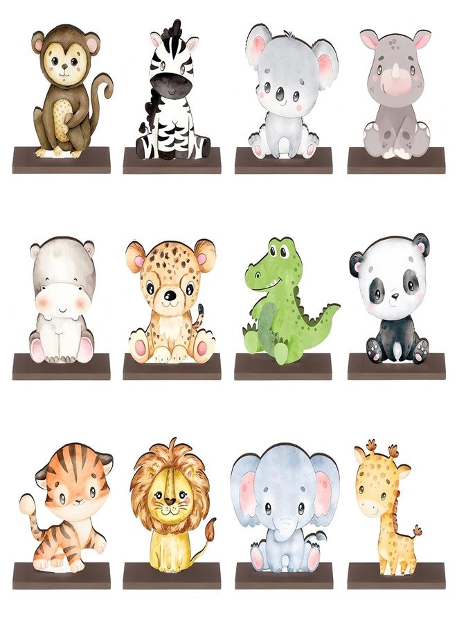 DAECHAO 12 Pack Woodland Animals Baby Shower Decorations, Kid Forest Happy Birthday Decoration Centerpieces for Tables Woodland Nursery Animal Decor Home Office Farmhouse (CUTE1) - Image 1