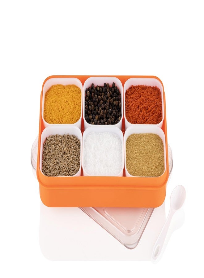 RUDOLF Premium Spice Container Set with Lid, 6 Compartments, Plastic Storage Box, Turquoise and White, Kitchen Organization - Image 2