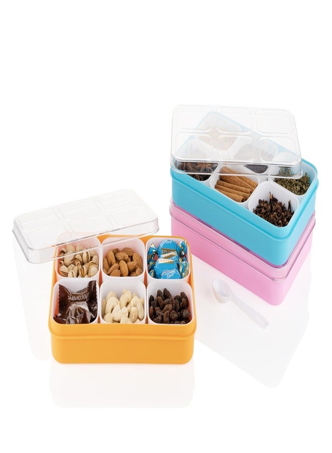 RUDOLF Premium Spice Container Set with Lid, 6 Compartments, Plastic Storage Box, Turquoise and White, Kitchen Organization - Image 3