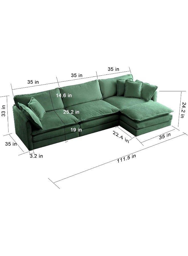 Comfynest Comfynest L Shape Teddy Sofa Modern Nordic Style Sectional Couch For Small Living Rooms (Green)  - Image 2