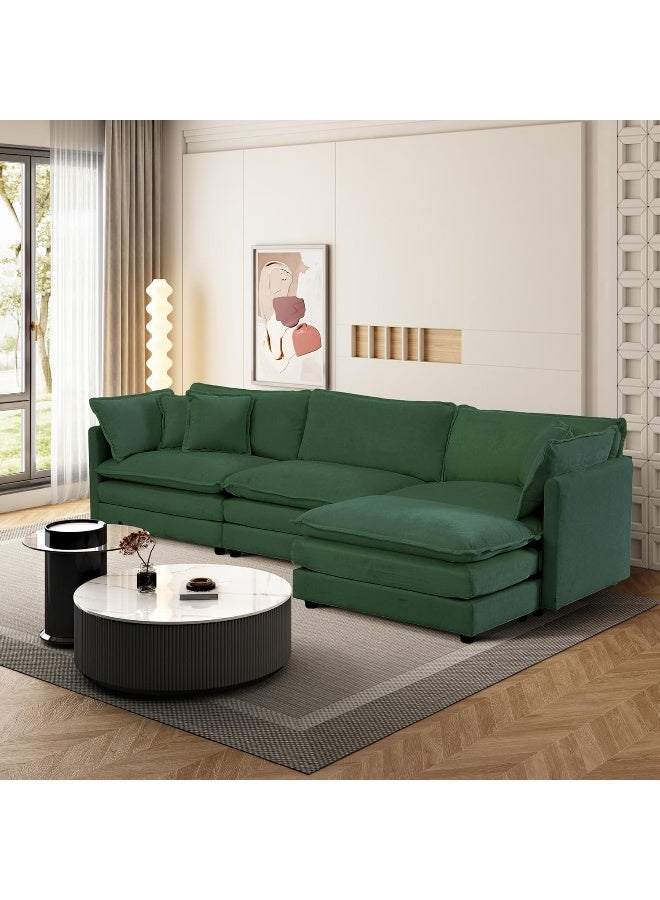 Comfynest Comfynest L Shape Teddy Sofa Modern Nordic Style Sectional Couch For Small Living Rooms (Green)  - Image 3