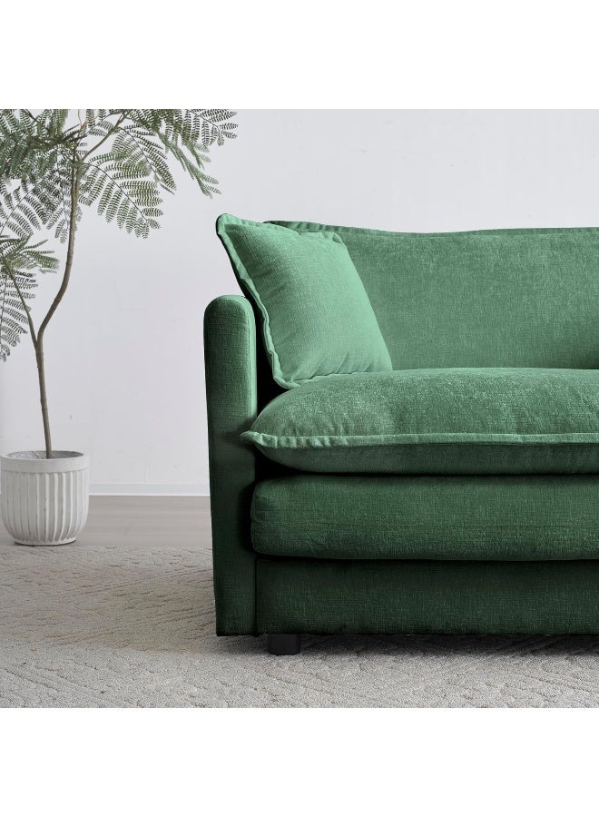 Comfynest Comfynest L Shape Teddy Sofa Modern Nordic Style Sectional Couch For Small Living Rooms (Green)  - Image 4