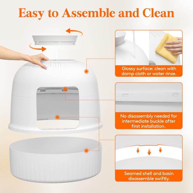 Lifewit Litter Box Cat with Faux Plant & Scoop, Hidden Enclosure Litter Tray with Odor Control & Carbon Filter in Living Room, Bedroom, Corner, White - Image 5