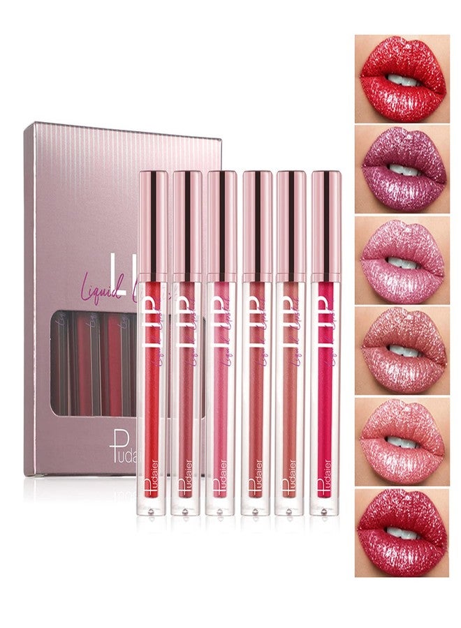 Joyeee Glitter Lipgloss Set with Gift Box, 6 Colors Red Purple Rose Pink Sparkly Glossy Waterproof Colourful Glitter Shimmer Liquid Lipstick Set, Vegan & Cruelty Free Nonstick Cup Makeup Lip Gloss - Image 1