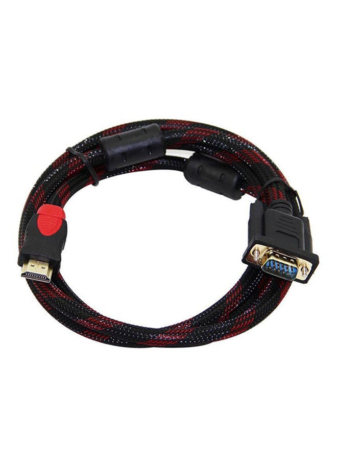 NIBEMINENT HDMI Male To 15 Pin VGA Connector Adapter Converter Cable 1.5meter Black/Red