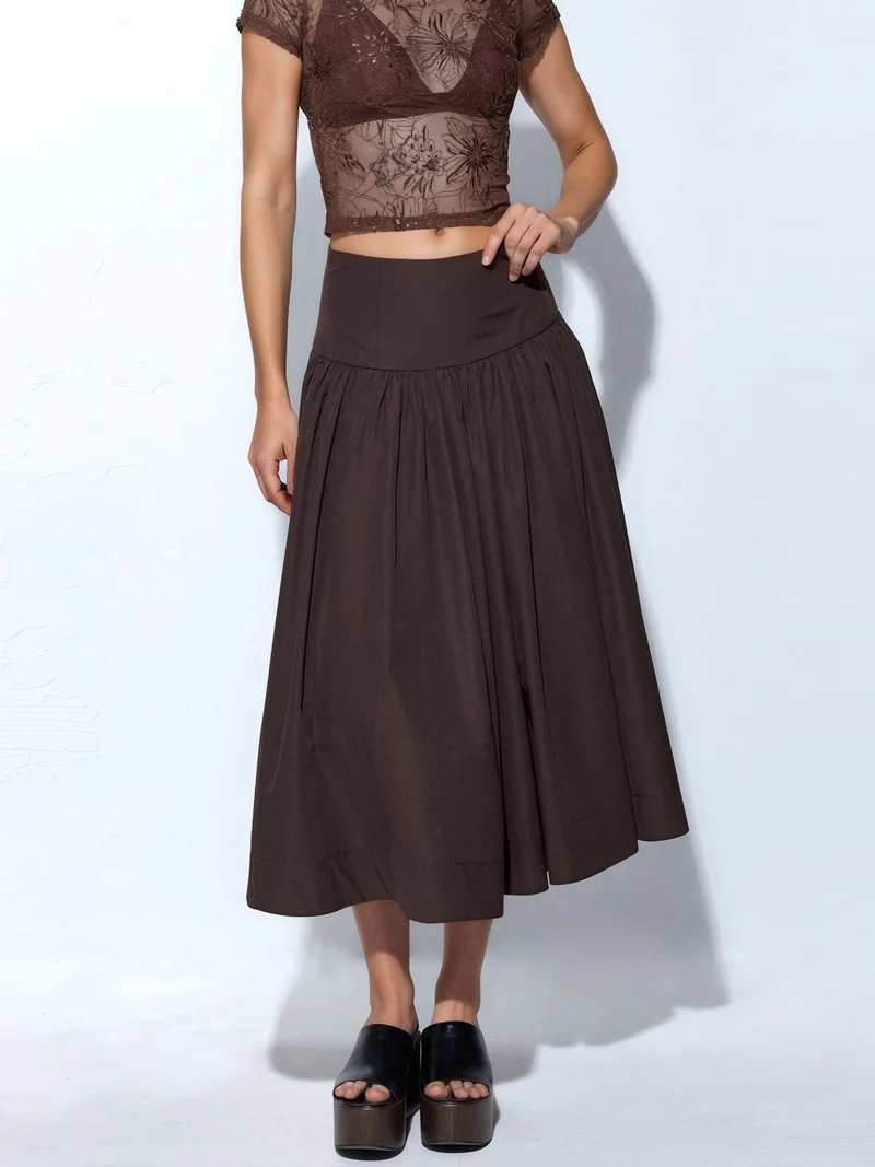 بوسيم BUSEM High-Waist A-Line Midi Skirt