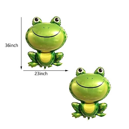 LYK 4PCS Large Green Frog Mylar Foil Balloons for Animal Themed Birthday Party Decoration Supplies - Image 5