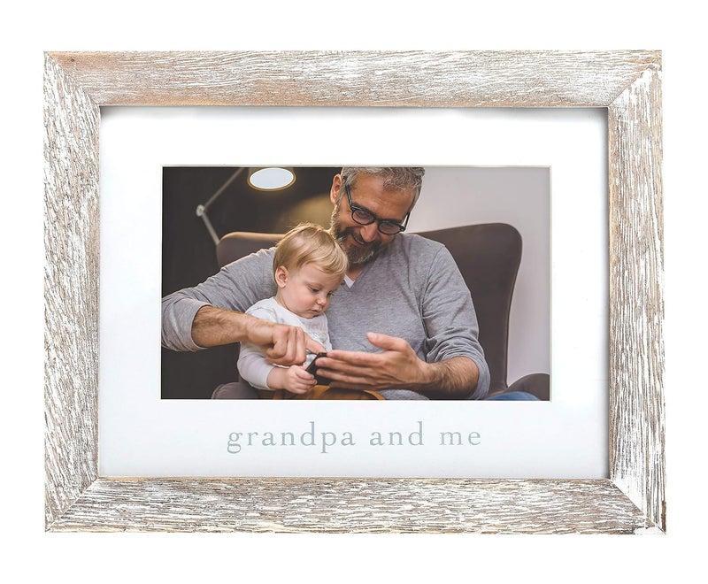 pearhead Grandpa and Me Rustic Picture Frame, Gender Neutral Nursery Decor, Farmhouse Style Wall or Tabletop Display, Gift for New Dad or Grandfather, 4x6 Photo Insert, Distressed Wood - Image 1