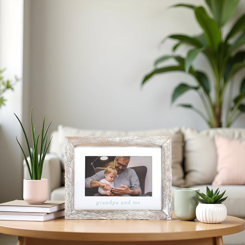 pearhead Grandpa and Me Rustic Picture Frame, Gender Neutral Nursery Decor, Farmhouse Style Wall or Tabletop Display, Gift for New Dad or Grandfather, 4x6 Photo Insert, Distressed Wood - Image 4