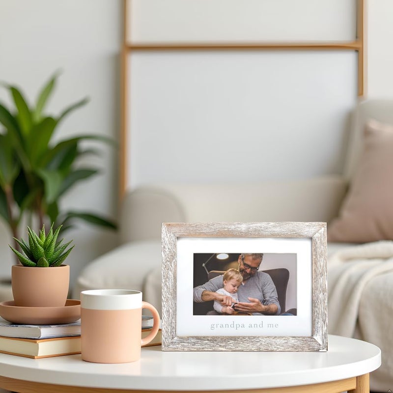 pearhead Grandpa and Me Rustic Picture Frame, Gender Neutral Nursery Decor, Farmhouse Style Wall or Tabletop Display, Gift for New Dad or Grandfather, 4x6 Photo Insert, Distressed Wood - Image 3