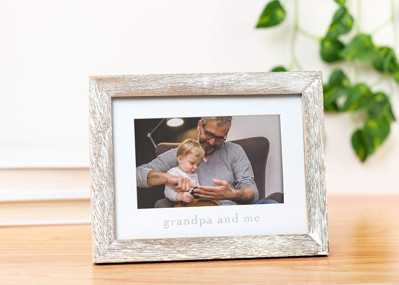 pearhead Grandpa and Me Rustic Picture Frame, Gender Neutral Nursery Decor, Farmhouse Style Wall or Tabletop Display, Gift for New Dad or Grandfather, 4x6 Photo Insert, Distressed Wood - Image 2