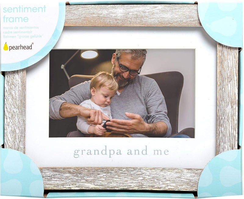pearhead Grandpa and Me Rustic Picture Frame, Gender Neutral Nursery Decor, Farmhouse Style Wall or Tabletop Display, Gift for New Dad or Grandfather, 4x6 Photo Insert, Distressed Wood - Image 5
