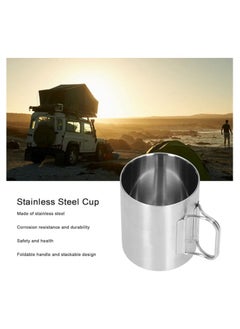 Generic Stainless Steel Cup, Stainless Steel Coffee Mug Coffee Travel Mug with Folding Handle Design for Home Camping Trips Outdoors  - Image 3