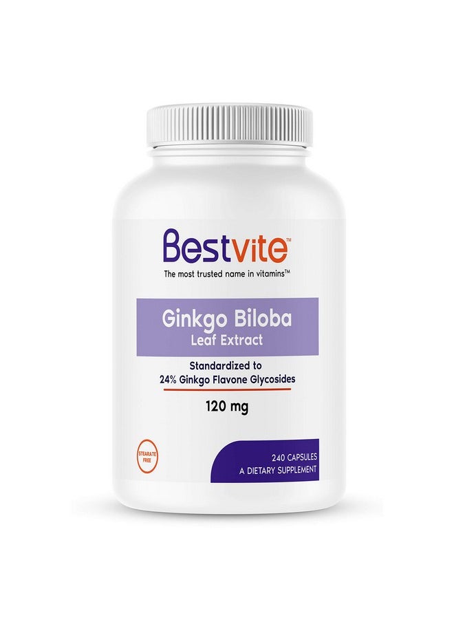 BESTVITE - Ginkgo Biloba 120Mg (240 Capsules) No Stearates Non Gmo Gluten Free Standardized To 24% Ginkgo Flavone Glycosides - Image 1