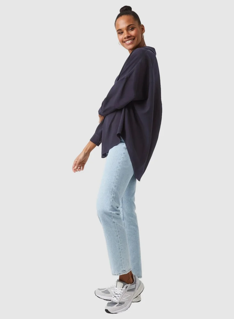 فرنش كونكشن Rhodes Recycled Crepe Popover Shirt