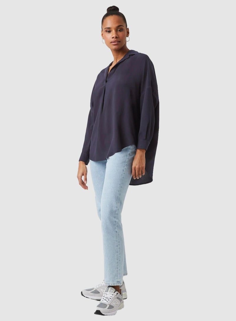 فرنش كونكشن قميص بوب أوفر من الكريب المعاد تدويره من رودس - Image 1