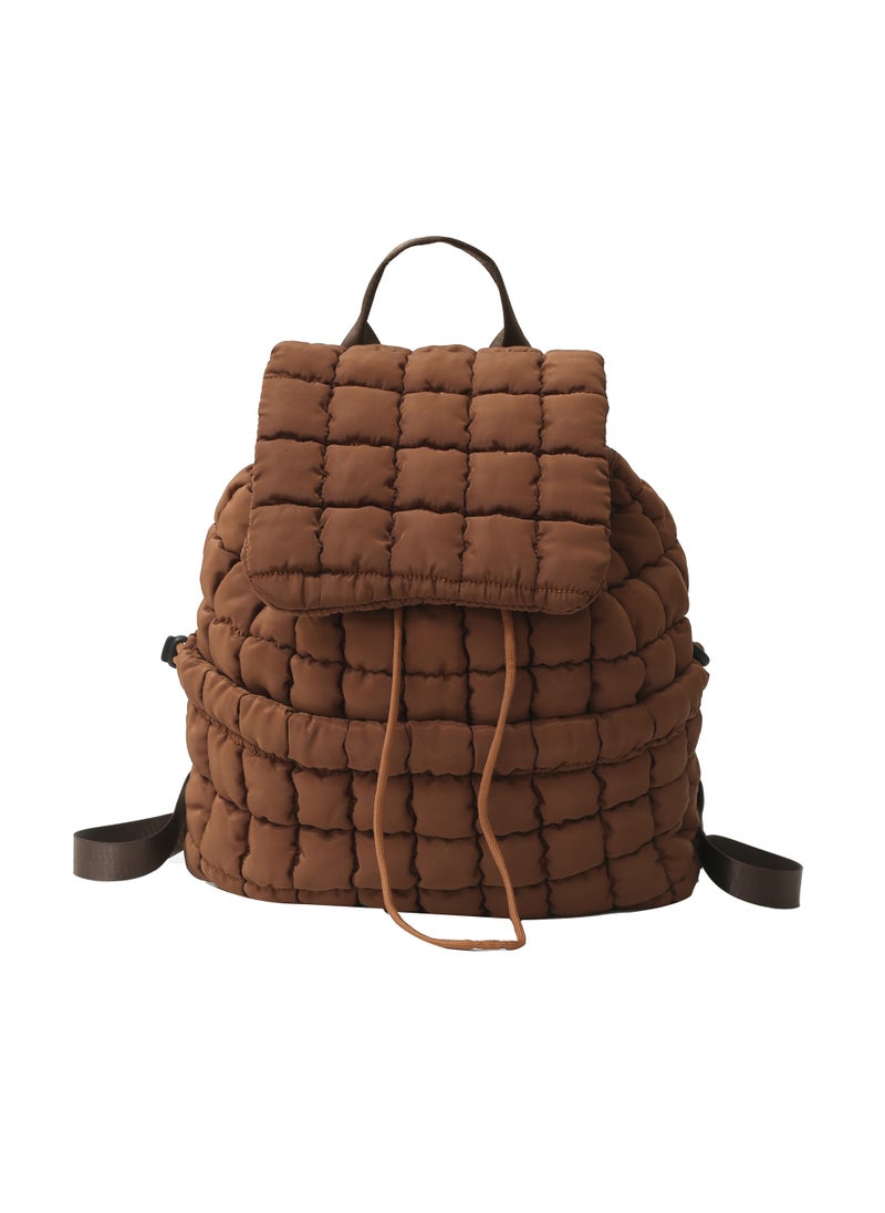 Generic - Nylon Puffer Backpack with Cloud Design, Korean Fashion, Large Capacity Brown - Image 1