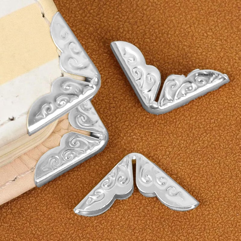LINYUEARUI 100PC Antique Golden Page Corner Protectors for Scrapbooks, Albums & DIY Crafts - Vintage Style Metal Reinforcements for Books, Menus & Files (Silver Color) - Image 3