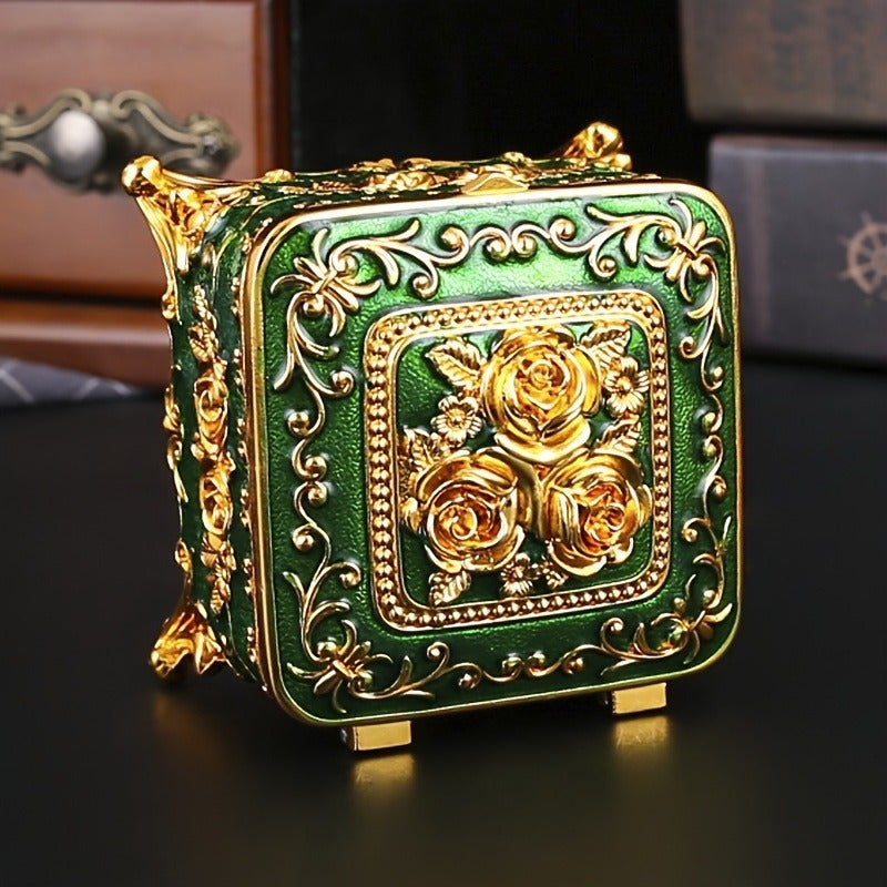 1 Square European Style Metal Painted Earring Jewelry Box - Premium Delicate Necklace Storage Box for Home & Wedding Table Decoration - Image 3