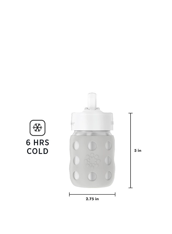 Lifefactory 8-Ounce Stainless-Steel Vacuum-Insulated Wide-Neck Baby Bottle with Straw Cap, Stone Gray (LS2241WCG4) - Image 5