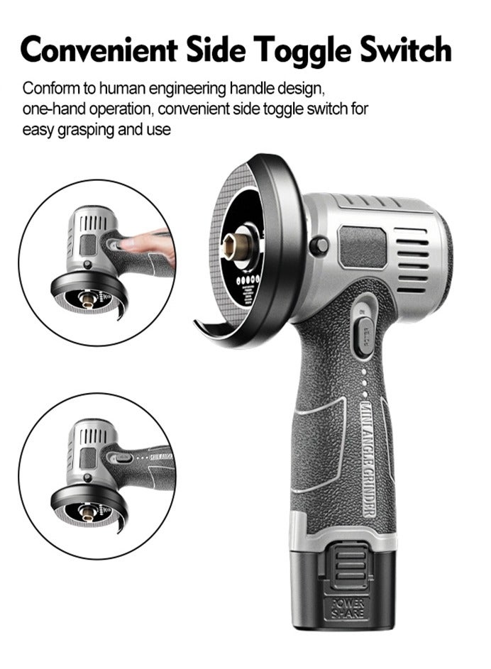 0TO1 TECH Cordless Angle Grinder Tool,28000RPM Mini Angle Grinder, 16.8V Cordless Electric Power Angle Grinder Tool with 2PCS 6000mAh Battery,Nylon Cutting Blade-s/Grinding Disc/Metal Cutting Disc - Image 2