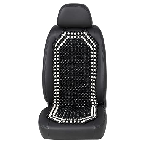 Road Comforts Wood Beaded Seat Cover Back Massage Cushion for Stress Free Keeps Back from Getting Sweaty While Driving 1PC Black - Image 1