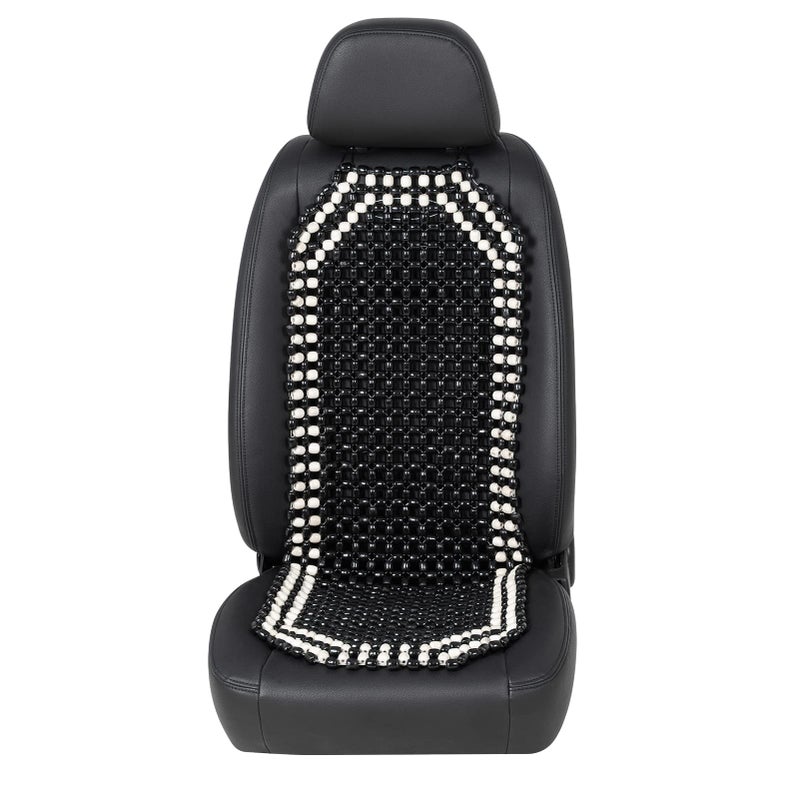 Road Comforts Wood Beaded Seat Cover Back Massage Cushion for Stress Free Keeps Back from Getting Sweaty While Driving 1PC Black - Image 2