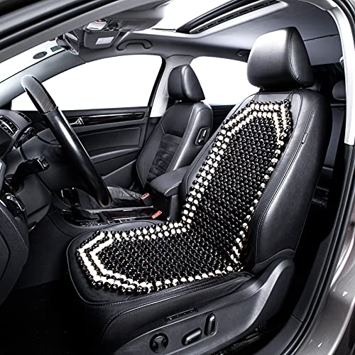 Road Comforts Wood Beaded Seat Cover Back Massage Cushion for Stress Free Keeps Back from Getting Sweaty While Driving 1PC Black - Image 3
