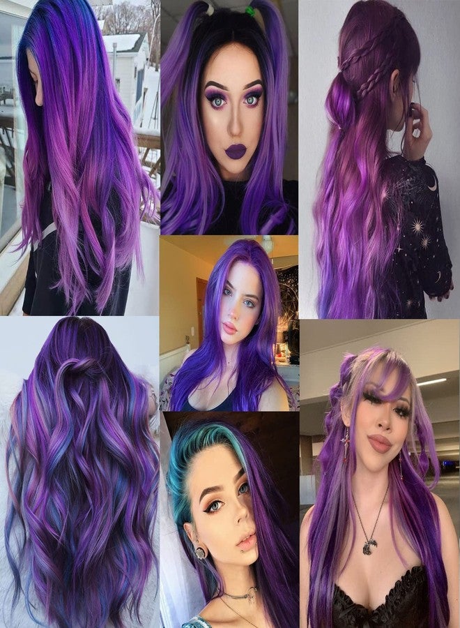 GPOVVIMX 12 PCS Purple Hair Extensions Clip in, Colored Party Highlights Extension for Kids Girls Synthetic Hairpiece Straight 22 inch - Image 5