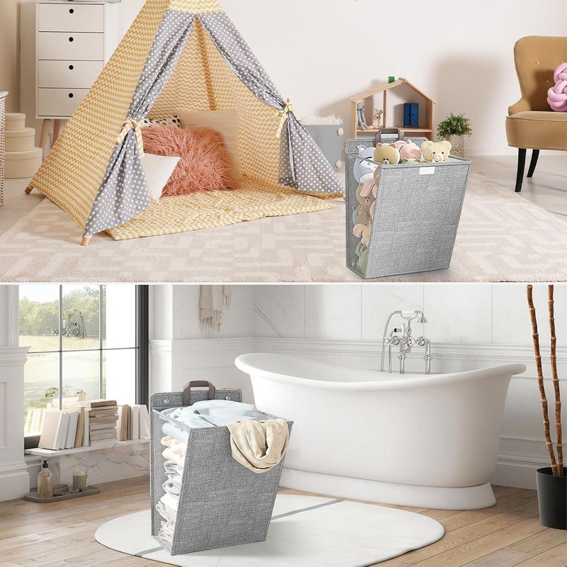 GREECHO Laundry Hamper Basket Wall Mounted Sorting Organizing Dirty Clothes Bag Elegant MultiPurpose Clothes Collapsible Hanging Mesh Toys Dolls Organizer Large - Image 4