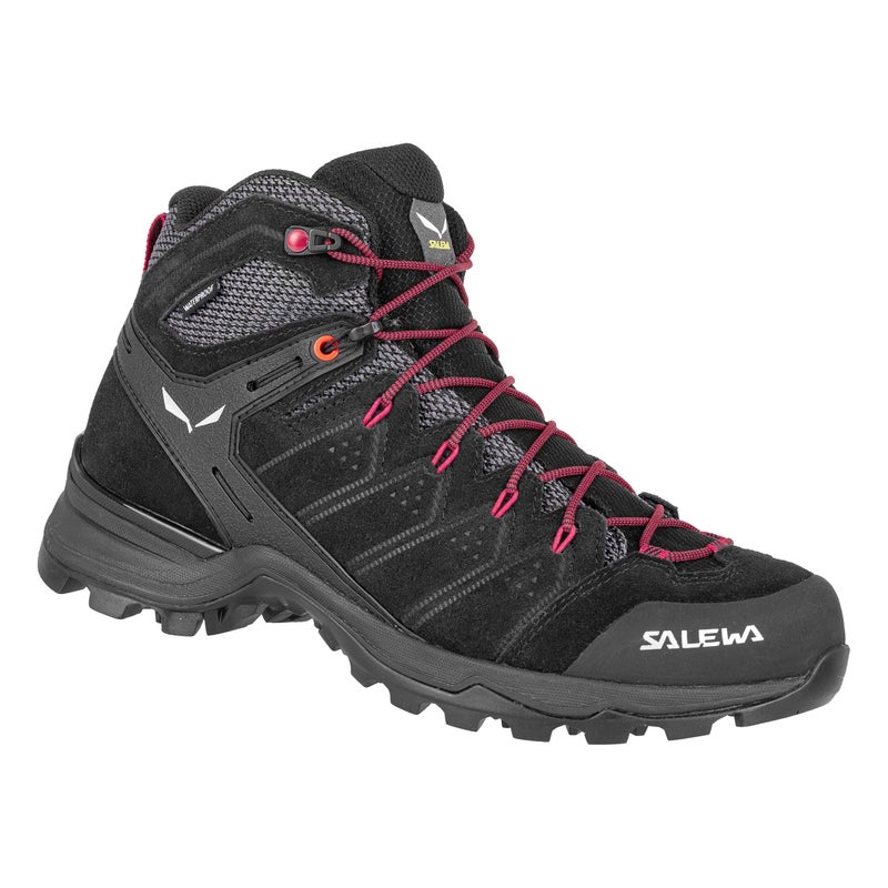 Salewa Womens Alp Mate Mid Waterproof Trekking Hiking Boot Black OutVirtual Pink 6