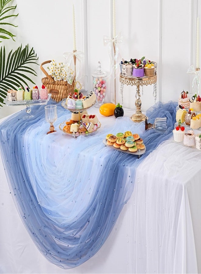 LuoluoHouse White Pearl Table Runner Tulle: 10ft Pearl Kitchen Linen 29x120 Inch Sheer Gauze Fabric for Wedding Decor Birthday Party Dining Table Cover - Image 4