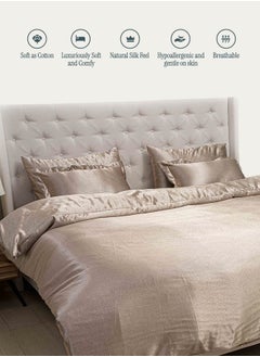 Good Sleep Royal Silk Duvet Set (6-Piece) Rose Gold King Size (220x240 cm), Smooth, Cooling & Skin-Friendly | Includes 1 Silk-Based Duvet Cover, 1 Fitted Bedsheet & 4 Pillow Covers with Zipper  - Image 1