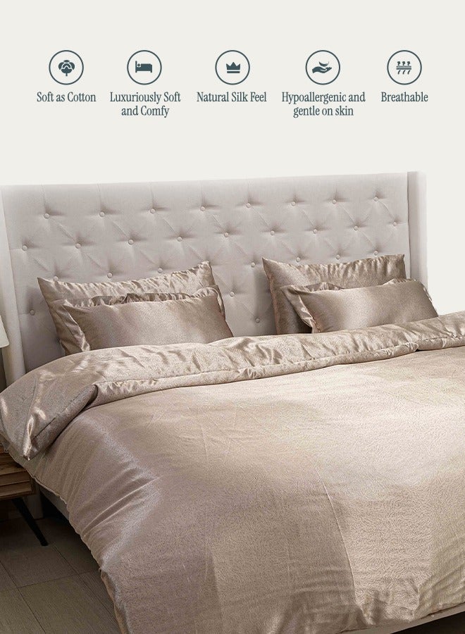 Good Sleep Royal Silk Duvet Set – 6-Piece Rose Gold | King Size 220x240 cm | Cooling, Hair & Skin-Friendly | Includes Silk-Based Duvet Cover, Fitted Sheet & 4 Pillowcases  - Image 1