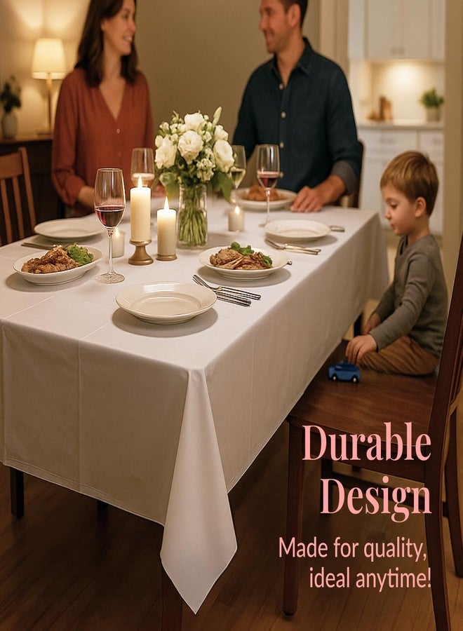 Prestee 4 Pack Plastic Table Cloth Disposable - 108" x 54" White Table Cloth Rectangle Table Cover - Heavy-Duty Waterproof Disposable Tablecloths for Weddings, Parties, BBQs, and Outdoor Dining Events - Image 4