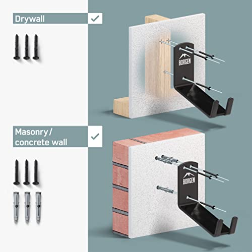 Borgen Bike Wall Mount Pedal Hook for E-Bikes, MTB & Road - Bicycle Wall Mount with Support Brackets and Wall Protection Pads, Suitable as Bike Rack Garage Bike Storage Shed and Bicycle Storage Indoor - Image 4