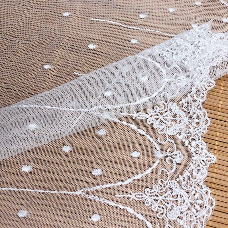 IRIZ 2 Yards White Retro Floral Embroidery Lace Trim Lace Fabric for DIY by The Yard 7.8 inches Width - Image 2