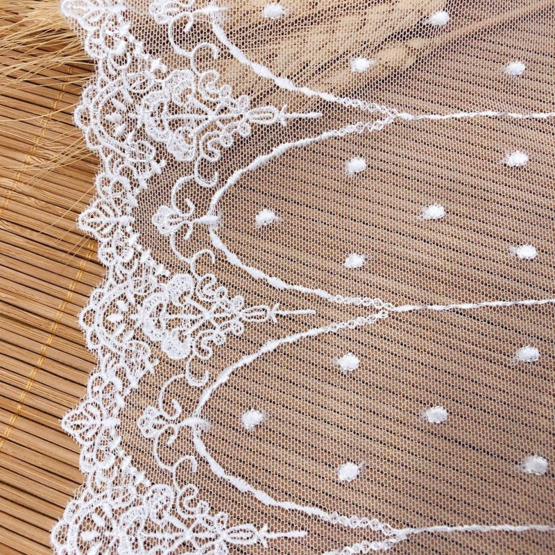 IRIZ 2 Yards White Retro Floral Embroidery Lace Trim Lace Fabric for DIY by The Yard 7.8 inches Width - Image 3