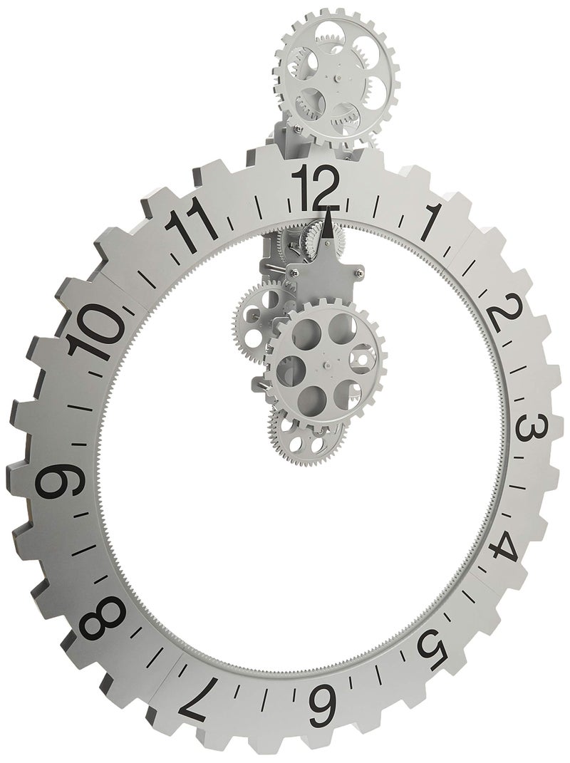 KIKKERLAND Kikkerland Big Wheel Revolving Wall Clock Silver